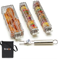 Braize Large Kabob Grilling Basket Set of 3 with R