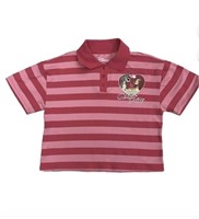 Pink Striped Cropped Lady  Polo Shirt