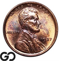 1927 Lincoln Wheat Cent, Lustrous Gem BU RB