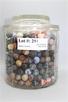 Marbles in retro lidded glass candy dish