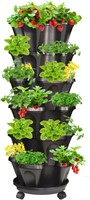 6T Strawberry Vertical Planters Black  6 Tier