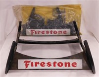 2 vintage Firestone Tires tire display sign racks,