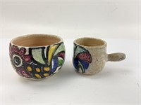 (2) Vintage Rooster Pottery Pieces