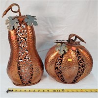 2- Tin Decorative Pumpkins w/ Batt. Candles