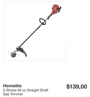 Homelite 2-Stroke 26 cc Straight Shaft Gas Trimmer