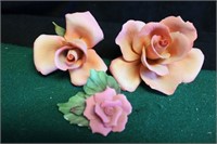 Collection of Pink Porcelain Flowers/1 Capodimonte