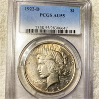 1922-D Silver Peace Dollar PCGS - AU55