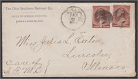Ohio Southern Railroad Corner Card, US Stamp #210