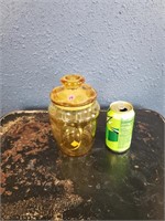 Yellow Glass Cannister Jar Dish w/Lid