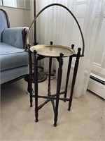 Small Folding Brass Tray/Side Table w/ Handle