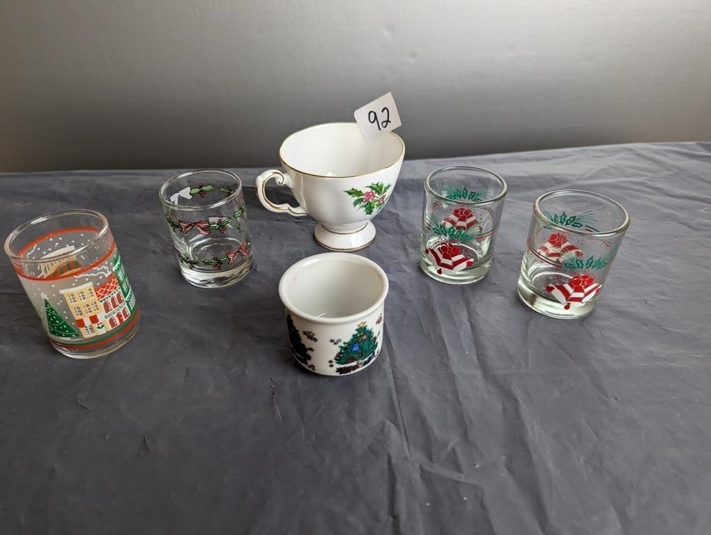 Christmas Lot Small Juice Glasses Tea Cup