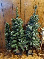 3 Small Christmas Trees 4' Tall