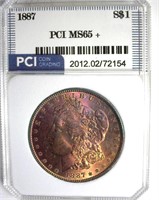 1887 Morgan PCI MS65+ Golden Purple