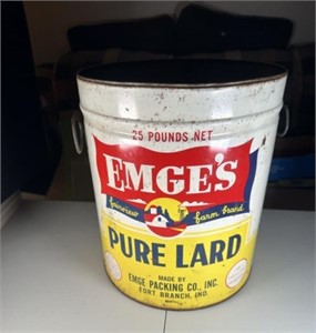 Vintage Emge's Pure Lard 25LB Tin