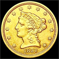 1857 $2.50 Gold Quarter Eagle CHOICE AU
