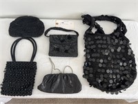 Womens Black Beaded Hand Bags