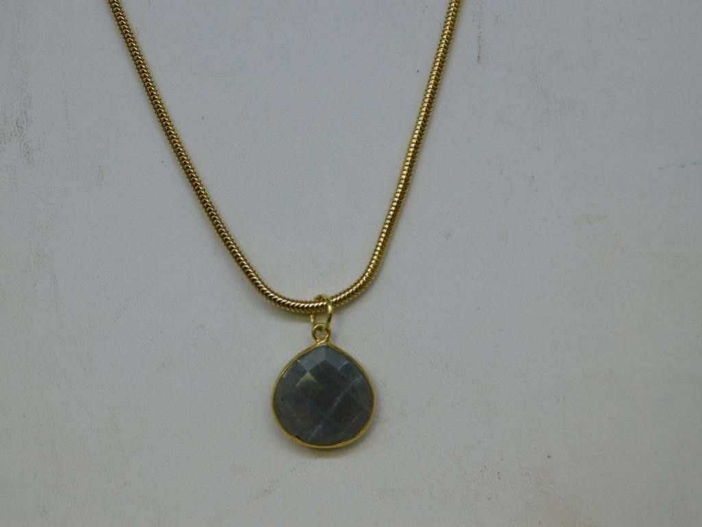 GENUINE STONE PENDANT ON CHAIN NECKLACE ROCK STONE