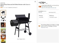 B3647 Heavy-Duty Charcoal Grill Offset Smoker