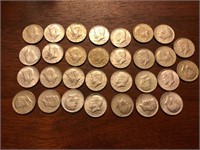 Lot of 30 silver half dollars - 40% silver- 1966-9