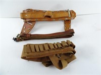 Lot of 3 Leather Rifle & Ammo Belts/Straps