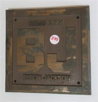 Bronze/brass Byron Jackson since 1872 plaque.
