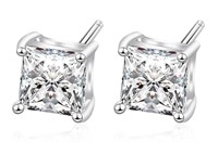 925S 0.8ct Princess Moissanite Earrings