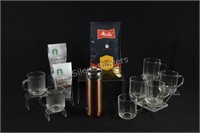 Coffee Mugs, Sealed Melitta & Starbucks Coffee