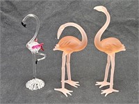 Hand Blown & Frosted Glass Flamingos