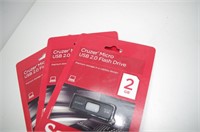 Three Cruzer Micro USB 2.0 Flash Drives 2 GB