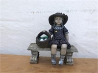 Concrete Bench with Figurine