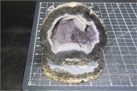 Geode W/angelwing Calcite On Stand, 14 Oz