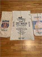3 cloth seed sacks