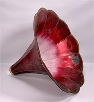 Tulip horn, tin, rose finish, 23.25" dia., 3" dia.