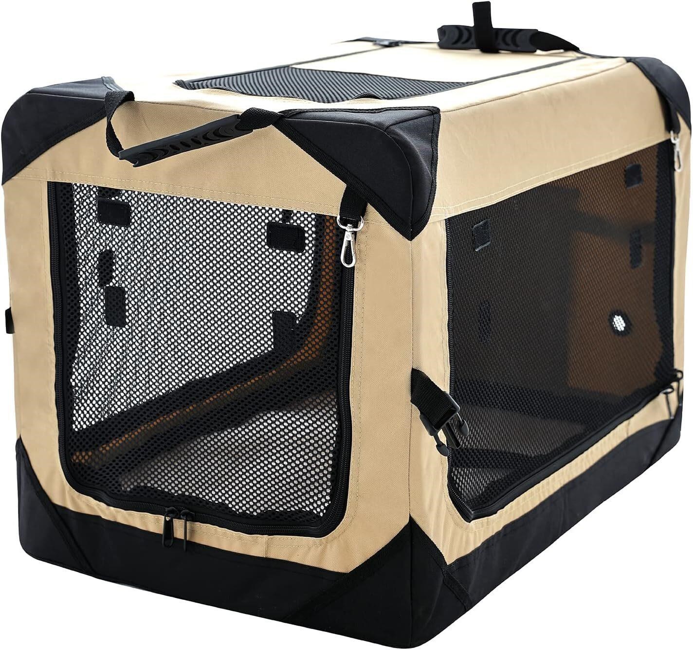 Pettycare 36 Inch Collapsible Dog Crate  Beige