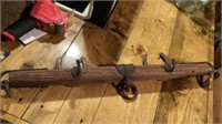 Antique Primitive Wood Yoke With 2 Horseshoes For