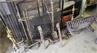 Fireplace end irons, etc