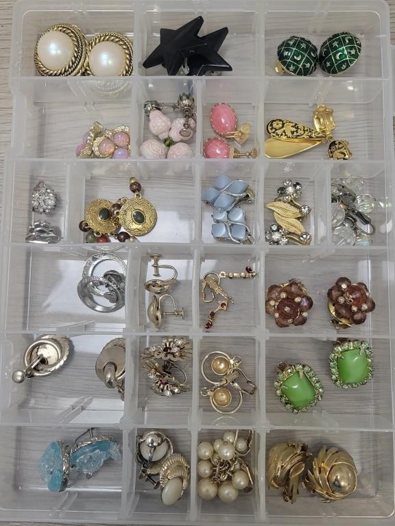 (24) Clip Costume Earring Pairs w/ Case