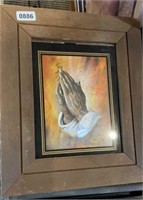 Beveled Mirror & Foil Art Praying Hands, Framed