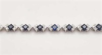 14kt white gold sapphire and diamond bracelet