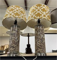 Pair of Glass Cylinder Lamps