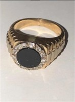 Police: 14kt Yellow Gold Diamond Ring & Onyx