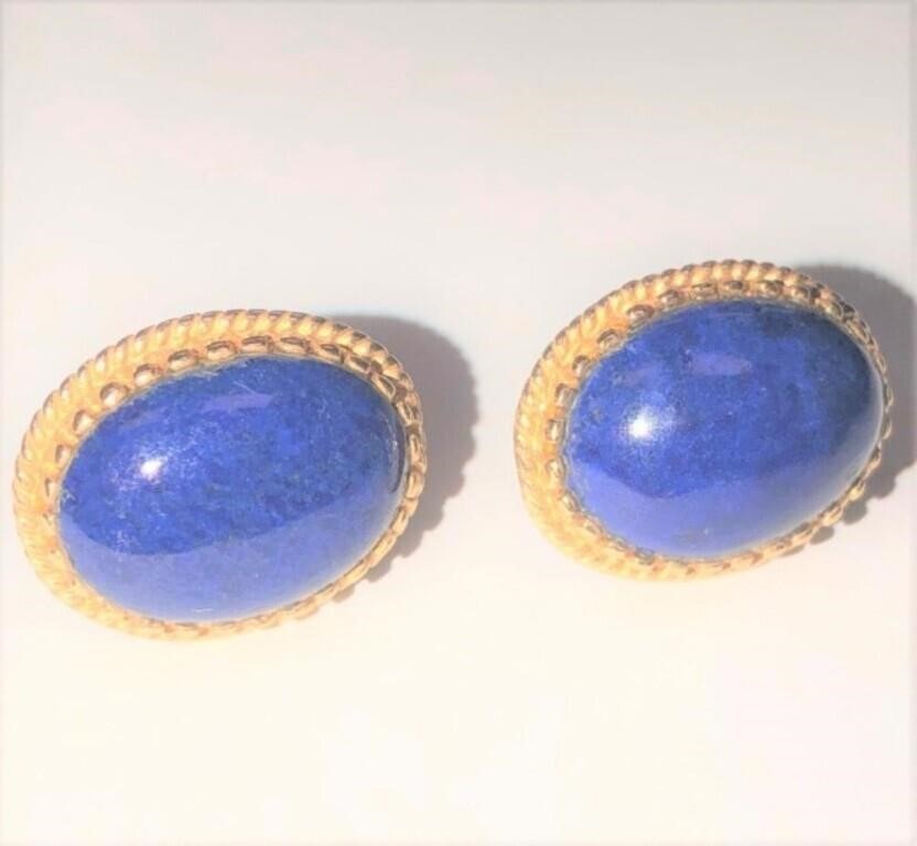 Police: 14kt Yellow Gold Lapis Lazuli Earrings