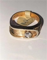 Police: 14 Kt Gold & Diamond Ring Sz 10 Men's