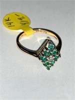 Police Auction: 14 Kt Gold Diamond & Emerald Ring