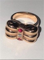 Police Auction: 14kt Yellow&pink Gold Diamond Ring