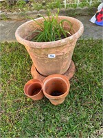 large flower pot, 2 small pots