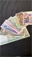 Group of foreign paper money