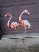 2 Metal Pink Flamingos 28"h