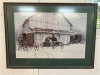 Framed Print of Barn & Amish Buggy’s