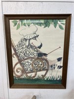 Water Color of Kitting Sheep in rocking chair